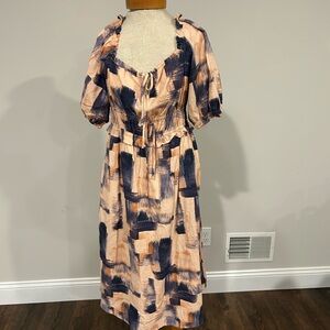 Universal Thread Navy and Peach Midi Dress